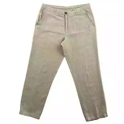 Tasso Elba Island Linen Pants Mens Size 34x30 Oatmeal Beige Straight Leg • $25