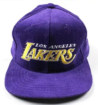 Los Angeles Lakers Vintage 90's Starter NBA Corduroy Snapback Hat Cap Purple • $149.99