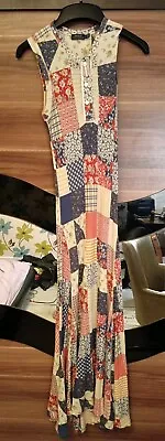 Polo Ralph Lauren Patchwork Double-knit Size Medium Stretchy Summer Dress • £29.99