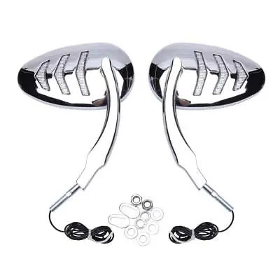 Motorcycle Chrome Rear View Mirrors Arrow LED Turn Signal For Harley Davidson LO • $85.08