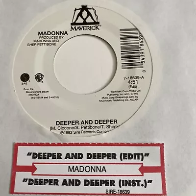 Madonna 45 Deeper And Deeper / (instrumental) NEW Reissue Unplayed Pop • $4.99