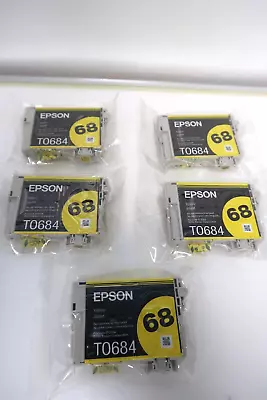 Lot Of 5 Epson 68 Yellow Ink Cartridges Genuine New • $30