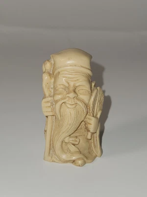 £19.66 • Buy Japanese Hand Carved Resin Old Man With Stick 