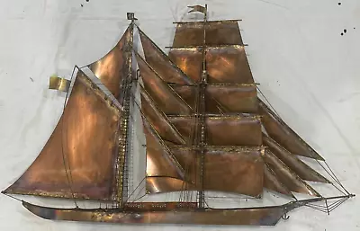 C.Jere Curtis Jere Artist Copper Mid Century Modern Clipper Ship Wall Sculpture • $495