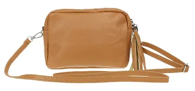 £30.49 • Buy Genuine Italian Leather Tassel Plain Crossbody Bag