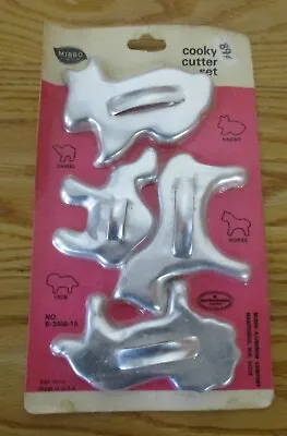 NOS Vintage Mirro Aluminum Cookie Cutters 4 Piece Animals Set Lion Horse Rabbit+ • $15