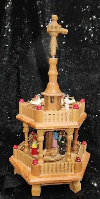 Vintage Wooden 2-Tier NATIVITY Carousel Pyramid German Painted Figures 13  • $15.84