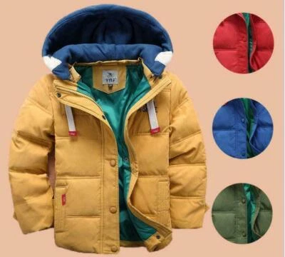 £23.99 • Buy Kids Boys Warm Winter Coats Hooded Coat Detachable Thick Parka Cotton Jacket New