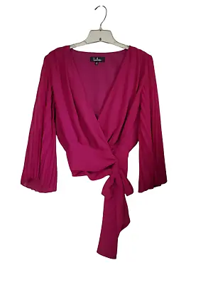 $19.99 • Buy Lulus Women's Blouse Medium Pink Magenta Accordion Sleeves Kimono Ballerina Wrap