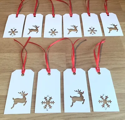£2.55 • Buy Christmas Gift Tags X 10 Rudolph Reindeer Snowflake Festive Party *SECRET SANTA*