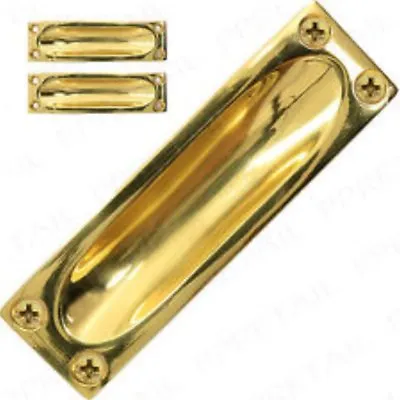 Flush Recessed Solid Brass Pull Sliding Door Drawer Finger Handle 3.5  X 1  Inch • $5.97