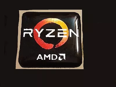 AMD RYZEN Lustrous Resin Coated Bubble Domed Computer Sticker. 1 X1  (25x25 Mm). • $1.99