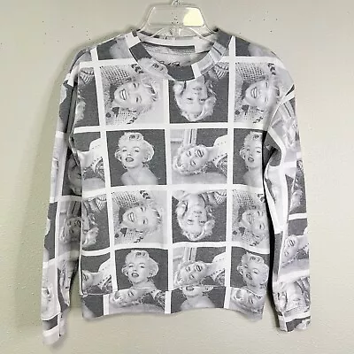 MARILYN MONROE Sweatshirt Sweater Multi Pictures Womens S White Gray Retro Vibe • $16.95