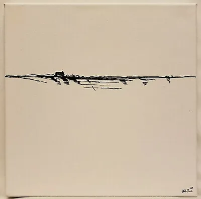 No.442 Original Abstract Minimal Landscape Drawing On Canvas By K.A.Davis  • $75
