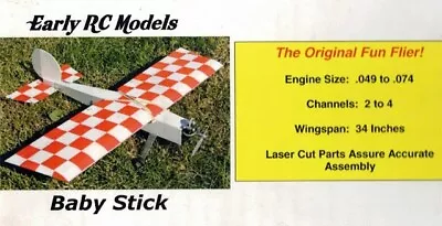 Baby Stick FunFly 34  WS RC Model Radio Control Airplane Printed Plans Templates • $20