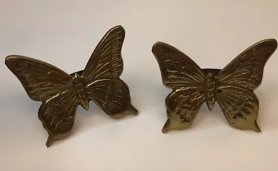$8 • Buy Vintage Brass Butterfly Napkin Rings Holders Set Of 2- MCM Korea Goldtone