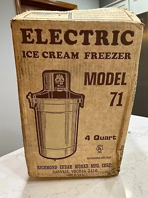 Vintage RCW 4 Quart Ice Cream Maker Model #71 Electric Ice Cream Freezer Maker • $30.87