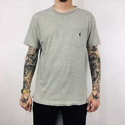 Polo Ralph Lauren T-Shirt Short Sleeve Grey Front Pocket Tee Small • £12.95