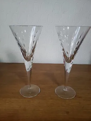 £39.99 • Buy Rare Royal Doulton Crystal Large Pair Of Neptune Cut 26 Cms Wine Flute Glasses
