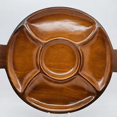 Carib Craft Solid Mahogany Divided Snack Nut Dish Tray Tiki Barware Vintage MCM • $13.95
