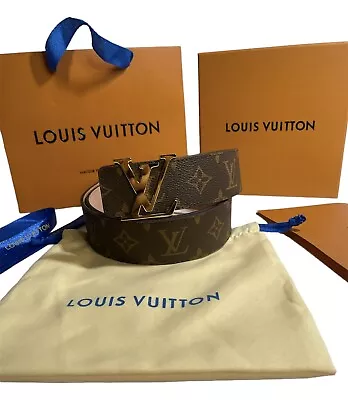 Louis Vuitton LV Gold Initiales Belt- 40 Inch - Brown (M6808) • $300