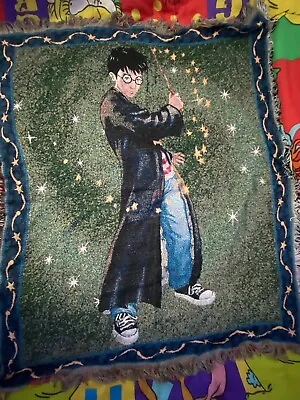 $30 • Buy VTG Harry Potter Throw Blanket Woven Tapestry Wizard 2000