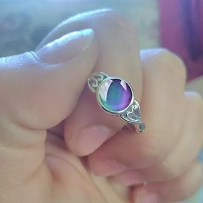 Vintage Sterling Silver Color Changing Mood Ring For Wedding Party Size 7 • $19.45