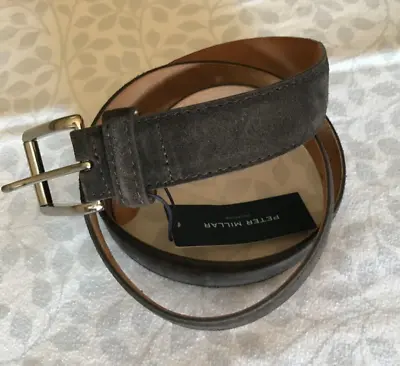 New Peter Millar Crown Crafted Suede Leather Belt Sz 40 In Brown • $74.50