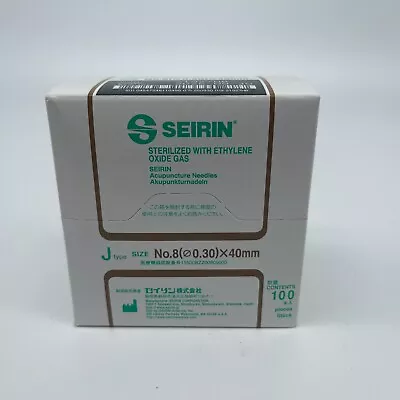 SEIRIN Acupuncture J Type Needles 100 Pieces Japan No. 8 (0.30) X 40mm Exp 9/25 • $25.08