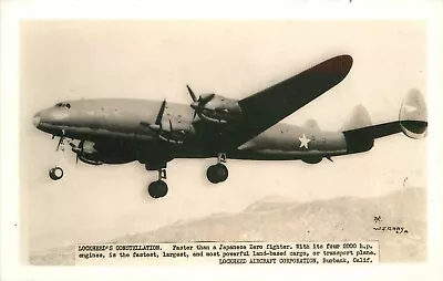 Postcard RPPC 1943 Military Aircraft Lockheed's Constellation Gray 23-5815 • $14.19