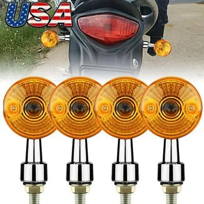 4X Motorcycle Turn Signals Light Blinker Indicator Light Chrome Amber Universal • $14.98