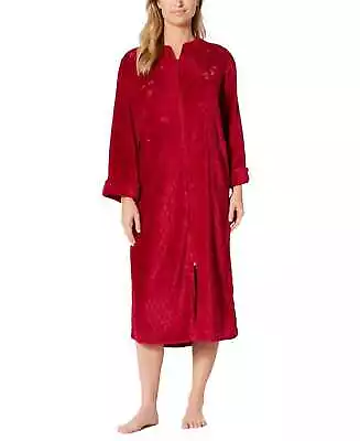 Miss Elaine Women’s Fleece Long Zip Robe (Red XL) • $35