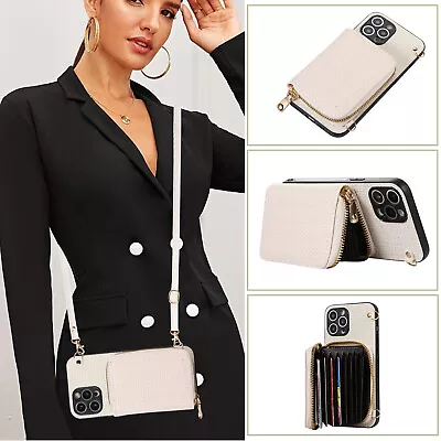For Various Phone Weaving Wallet Case Holder Card Bag Cover +Crossbody Strap Hot • $12.73