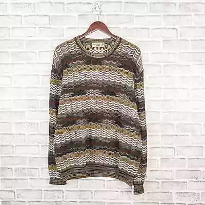 Vtg MISSONI Sport Men's 90s Crew Sweater Zigzag Open Knit Size 52 Made In Italy • $159.99