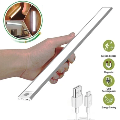 £5.98 • Buy USB Rechargeable LED PIR Motion Sensor Light Strip Wireless Cabinet Closet Lamp