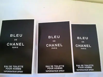 Perfumes Lot X 3 BLEU DE CHANEL 2MLX3  Samples Vials Cards Men Perfume Fragrance • $44.95