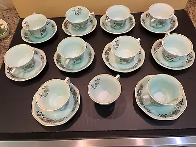 21 ~ 10 Cups 11 Saucers Adams China Ming Jade Green Calyx Ware 3488 • $65