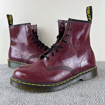 Doc Martens Air Wair 11822 Burgundy Patent Leather Boots Men's Size 10 • $99.99