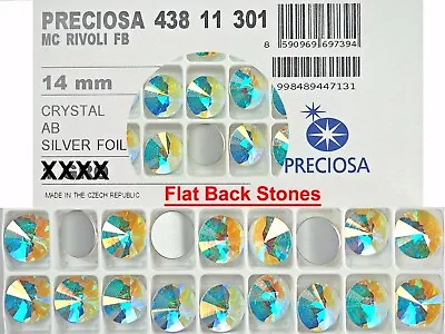 Crystal AB Coated Genuine Preciosa Czech MC RIVOLI FLATBACK Stones 14mm 12pcs • $5.99