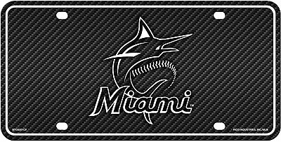 Miami Marlins Metal Auto Tag License Plate Carbon Fiber Design 6x12 Inch • $15.79