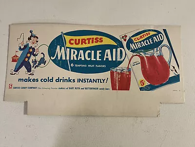 Vintage 1950s Curtis Candy Miracle Aid Drink Cardboard Display Topper • $39.99