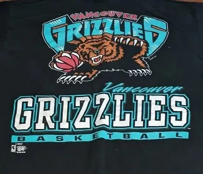 Vintage Vancouver Grizzlies NBA Tshirt Salem Sportswear Black XL 2 Sided Graphic • $94.99