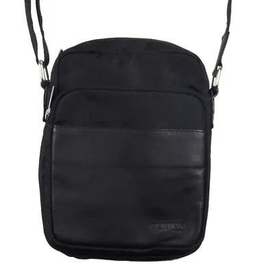 Burton Of London Unisex Black Primal Urban Leather Double Lining Side Bag • $17.36