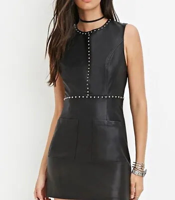 £15 • Buy Forever 21 Black Leather Dress L