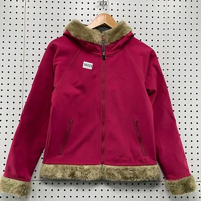 Marmot Furlong Hooded Jacket Womens Medium Faux Fur Fuchsia Full Zip 19.5x23 • $29.99