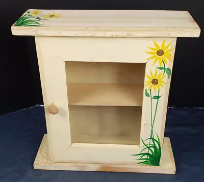 Vintage Wooden Hand Painted Wood Glass Door Cupboard 15  X 15.5  X 5  • $32.99