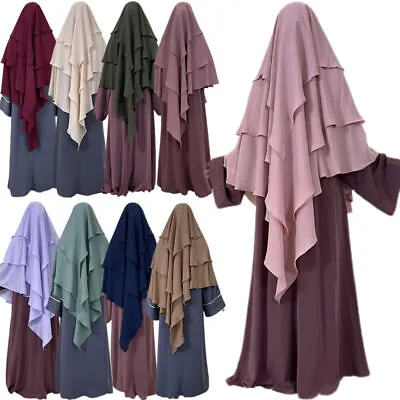 Khimar Niqab Islamic Prayer Hijab Muslim Women Jilbab Ramadan Abaya Large Scarf • £18.04