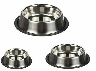 £7.49 • Buy Stainless Steel Metal Non Slip Dog Puppy Pet Animal Feeding Food Water Bowl Dish