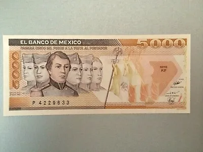 5000 PESO MEXICO BANKNOTE 1980's NIÑOS HEROES CIR/AU. MEXICO • $10.49