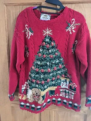 Vintage Tiara Ladies Christmas Holiday Sweater Size PM Ugly Sweater Seasonal • $17.48